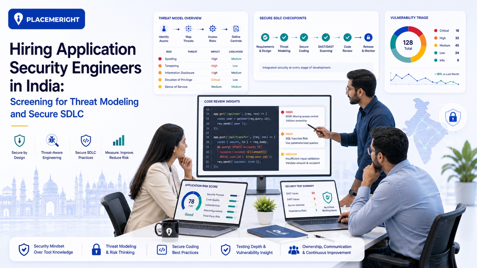 Hiring Application Security Engineers in India: Screening for Threat Modeling and Secure SDLC hero image for PlaceMeRight blog