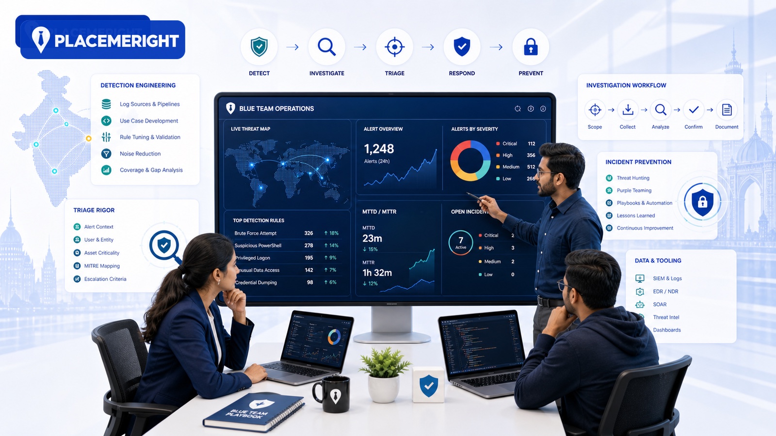 Hiring Blue Team Engineers in India: Interview Loop for Detection Engineering and Triage hero image for PlaceMeRight blog