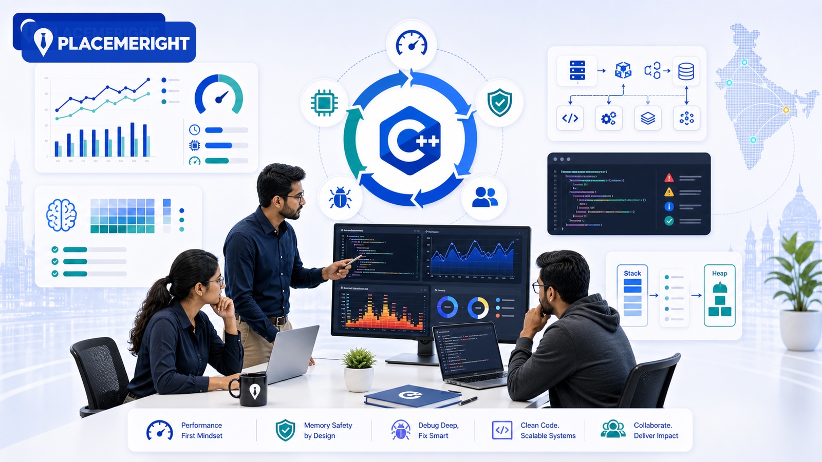 Hiring C++ Engineers in India: Interview Loop for Performance, Memory Safety, and Debugging hero image for PlaceMeRight blog