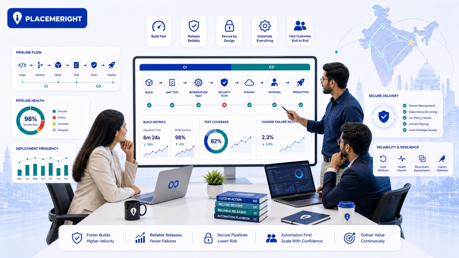 Hiring CI/CD Engineers in India: Interview Signals for Build Speed, Reliability, and Secure Pipelines hero image for PlaceMeRight blog